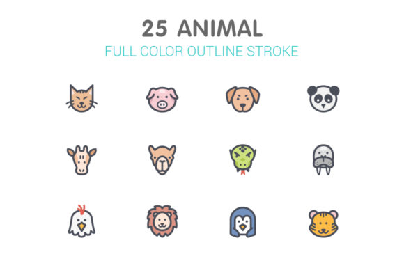 Animal Line with Color Icons: A Complete Design Toolkit
