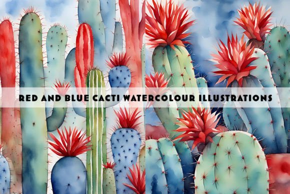 Blue and Red Cactus Watercolour Duo: A Designer’s Guide