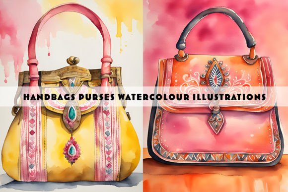Bring Artisan Charm to Your Projects with Handbags Watercolour Illustration