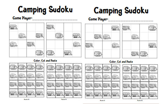 Camping Sudoku Worksheet Color Cut Paste: A Hands-On Learning Tool