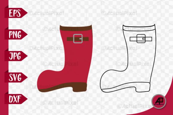 Charming Garden Boots Outline with Color Clipart for Creatives