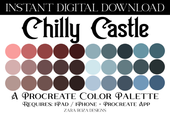 Chilly Castle Procreate Color Palette: Cool Tones for Digital Art