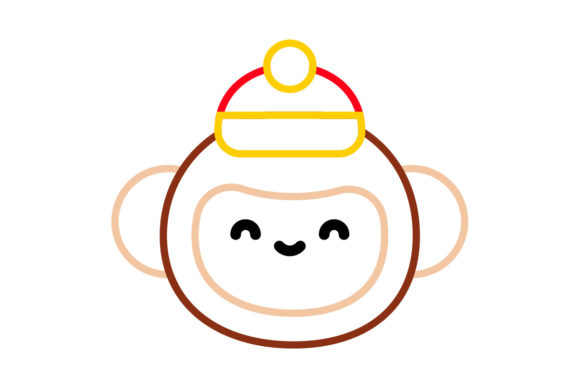 Chinese New Year Icon Monkey Line Color: A Design Asset for Festive Projects