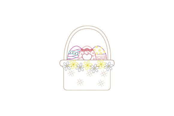 Easter Basket Flowers Color Line: Spring Graphics for Every Project