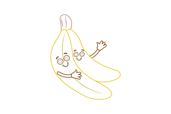 Kawaii Cute Banana Fruit Color Line: Your Whimsical Design Asset