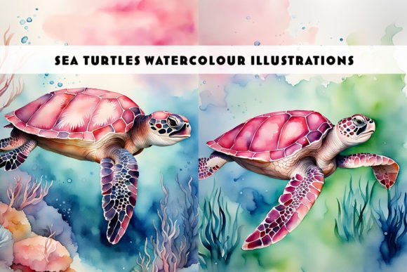 Sea Turtles Watercolour Duo: Versatile Art for Your Projects