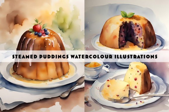 Sponge Pudding Watercolour Duo: A Creative Asset for Designers
