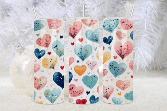 Valentines Water Color Hearts Tumbler: A Digital Design Asset for Seasonal Projects